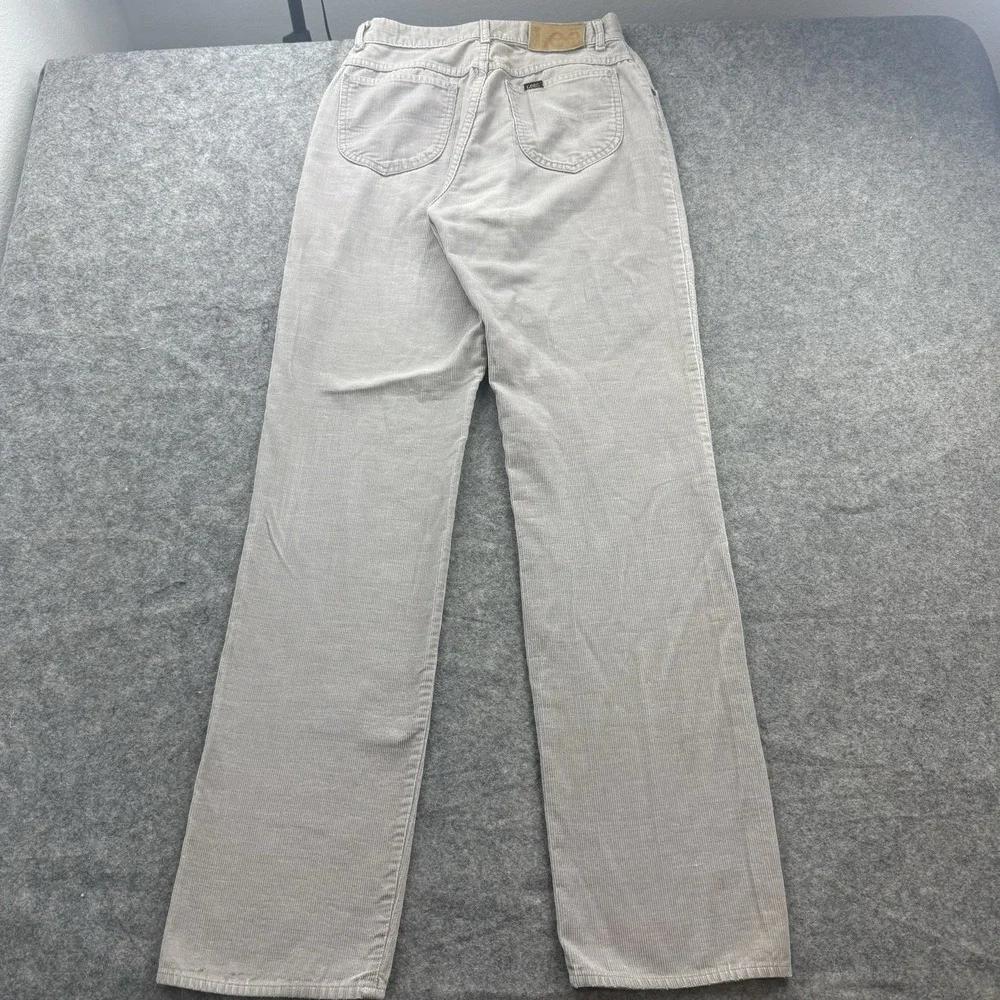 VTG Lee Corduroy Pants Mens 27x32 Gray Talon Zip 80s USA Made Distressed